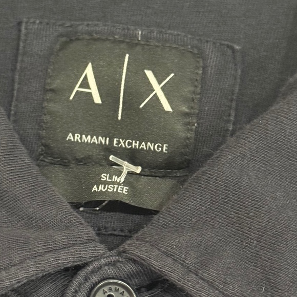 Armani Exchange Slim Ajustee Black Longsleeve Collar Shirt - Picture 4 of 7